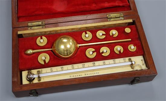 A cased Sikes Hydrometer, T. O. Blake label